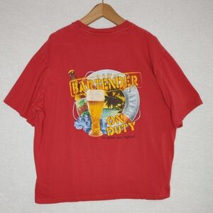 PARADISE COLLECTION "BARTENDER ON DUTY" GRAPHIC T SHIRT, RED XXL